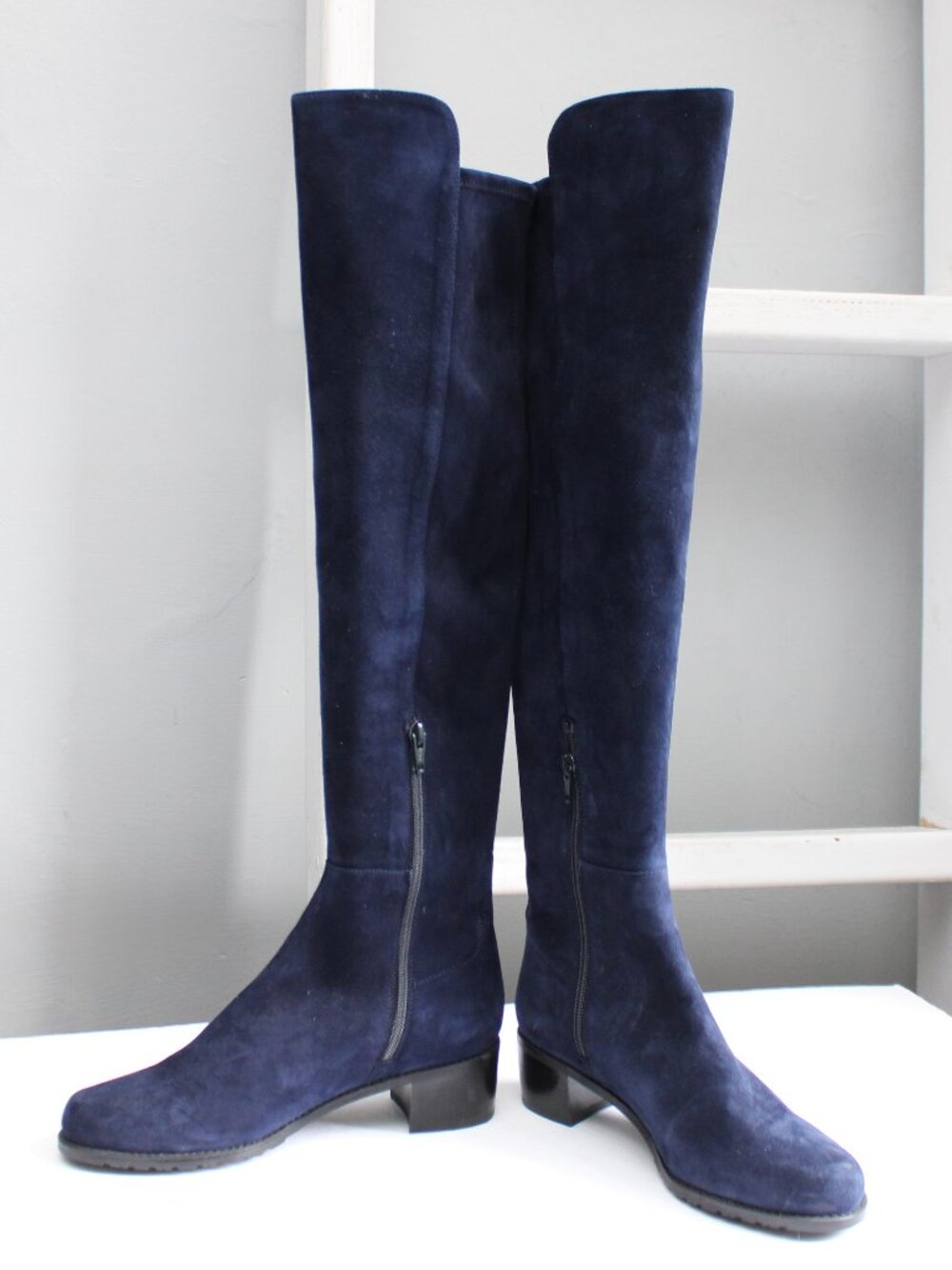 Stuart Weitzman Women's Allserve Nice Blue Suede Over The Knee Boots Size 7 - Picture 5 of 11